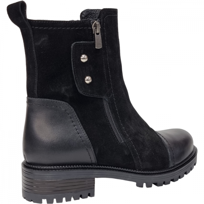 Ghete Damă Casual Din Piele Velur Naturală Neagră 8588 [4]