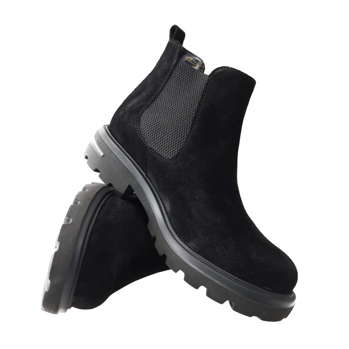 Ghete Damă Casual Din Piele Velur Naturală Neagră Vel 8589 [12]