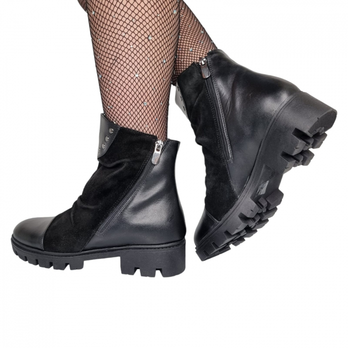 Ghete Damă Casual Din Piele Naturală Neagră 8689 [3]