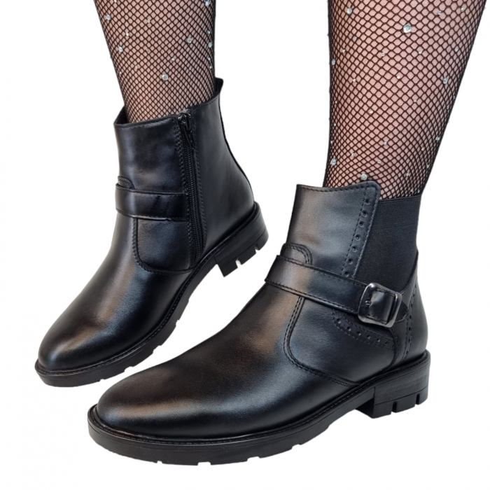 Ghete Damă Casual Din Piele Naturală Neagră 8711 [6]