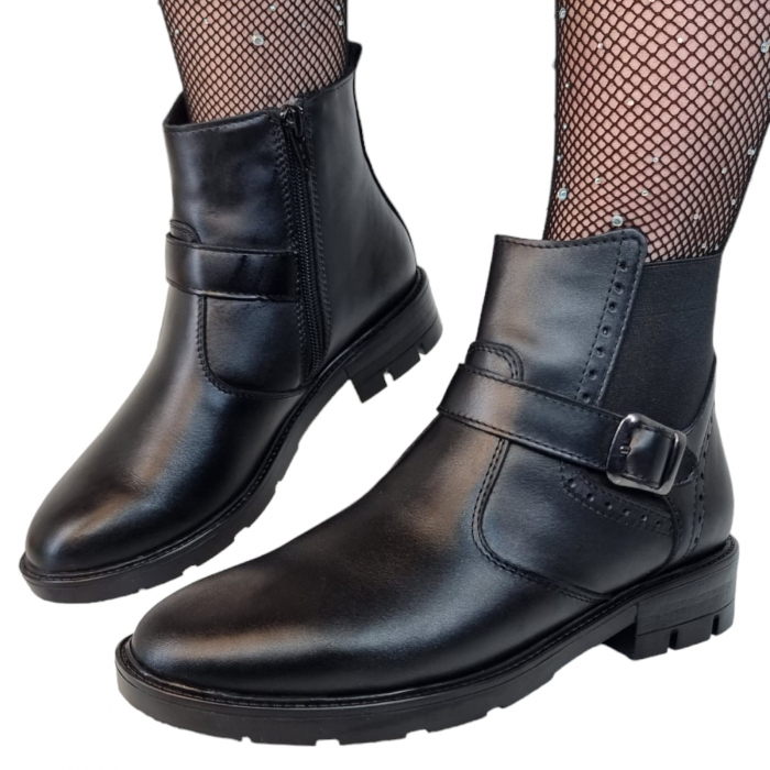 Ghete Damă Casual Din Piele Naturală Neagră 8711 [4]