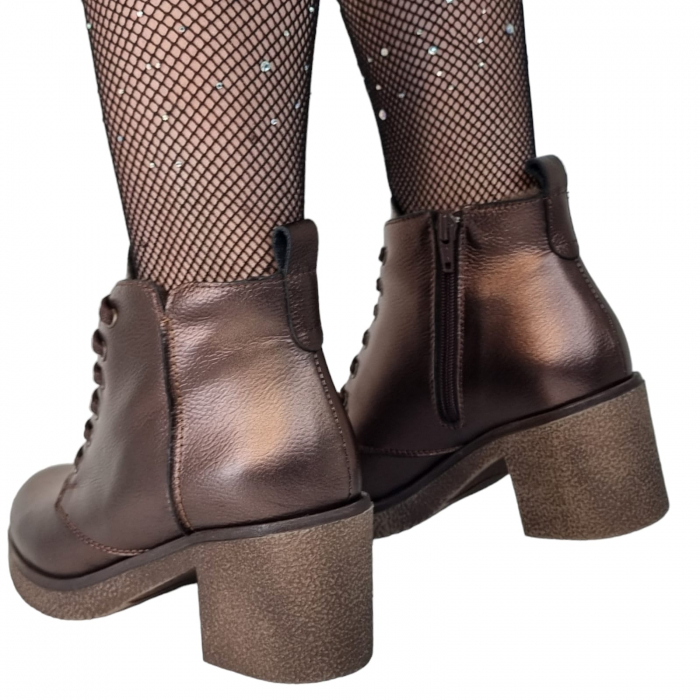 Ghete Damă Casual Din Piele Naturală Maro Sidef 8712 [2]