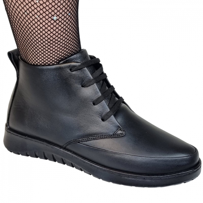 Ghete Damă Casual Din Piele Naturală Neagră 8713 [5]