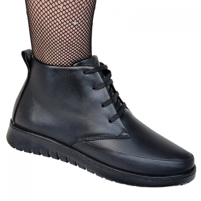 Ghete Damă Casual Din Piele Naturală Neagră 8713 [3]