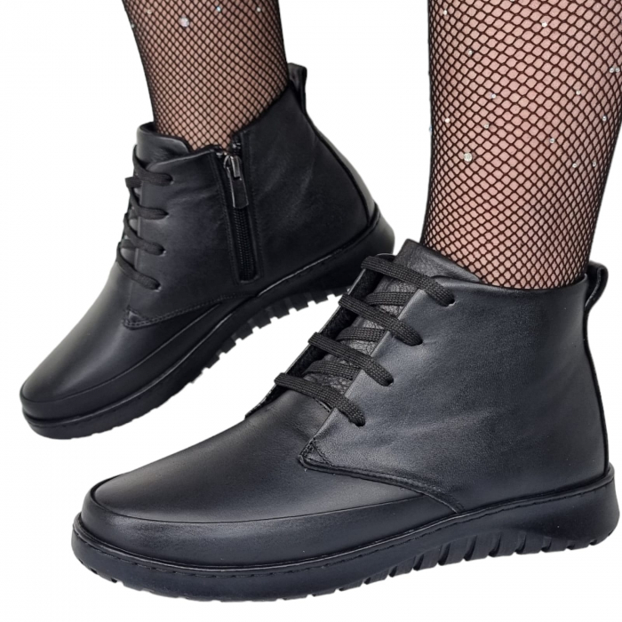 Ghete Damă Casual Din Piele Naturală Neagră 8713 [4]
