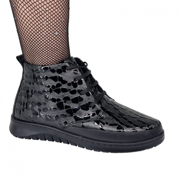 Ghete Damă Casual Din Piele Naturală Neagră Cr 8714 [1]