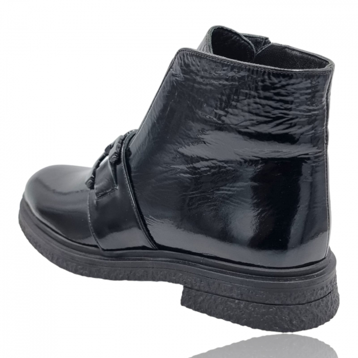 Ghete Damă Casual Din Piele Naturală Neagră Lac 8739 [6]