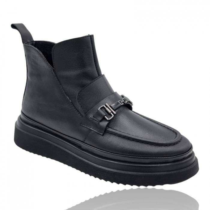 Ghete Damă Casual Din Piele Naturală Neagră 8743 [2]