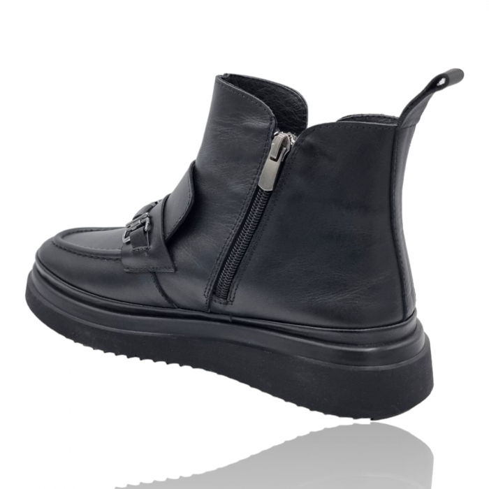 Ghete Damă Casual Din Piele Naturală Neagră 8743 [5]