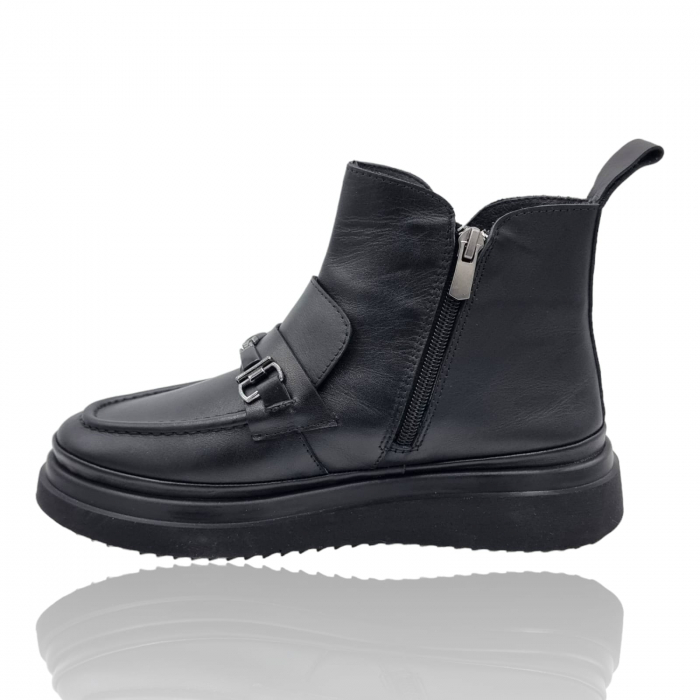 Ghete Damă Casual Din Piele Naturală Neagră 8743 [4]