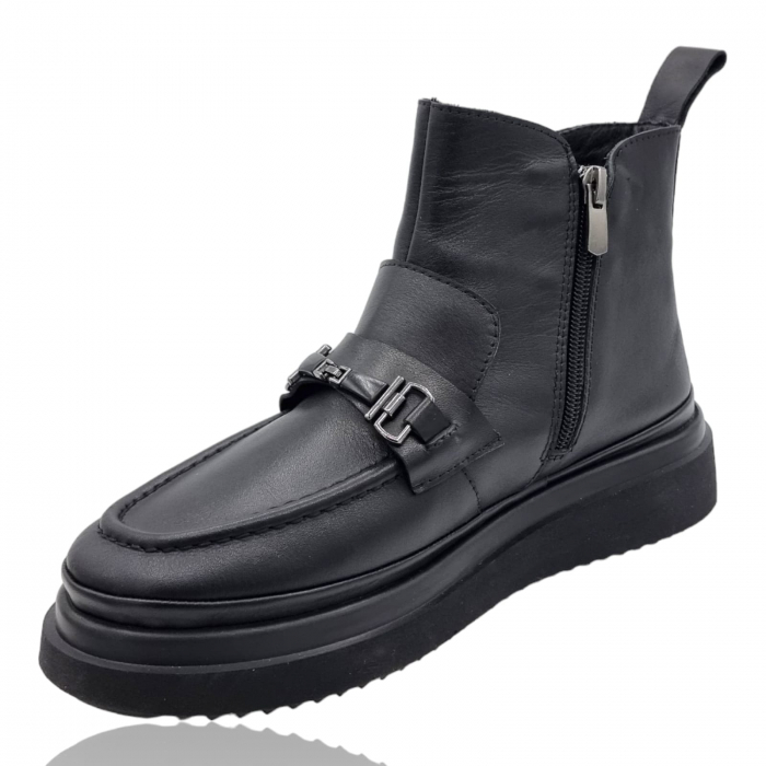 Ghete Damă Casual Din Piele Naturală Neagră 8743 [6]