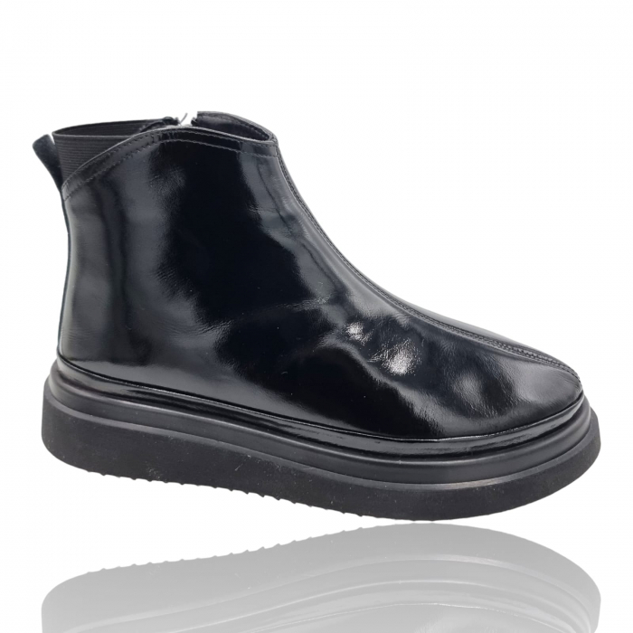 Ghete Damă Casual Din Piele Naturală Neagră Lac 8744 [6]