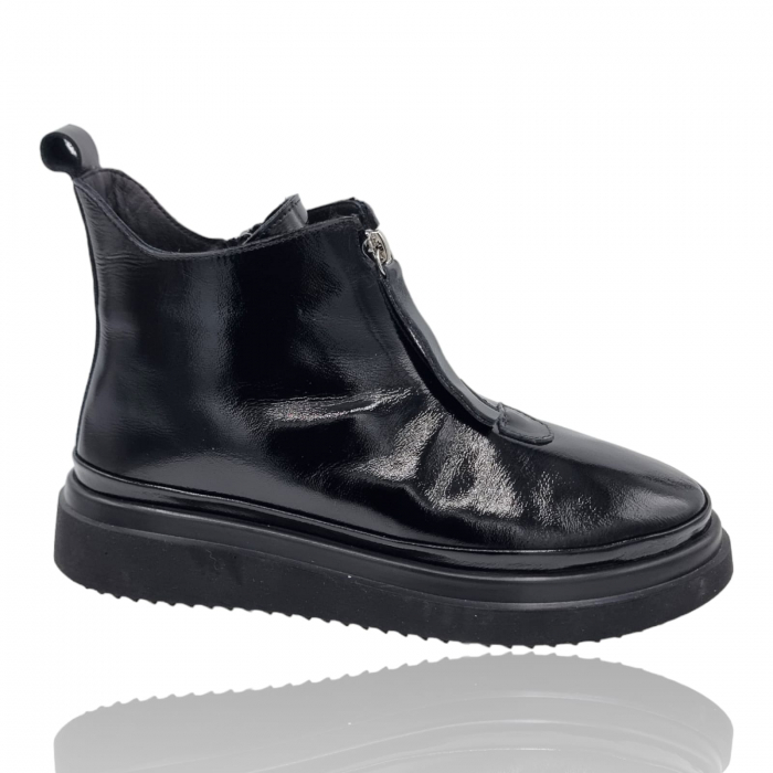 Ghete Damă Casual Din Piele Naturală Neagră Lac 8753 [6]