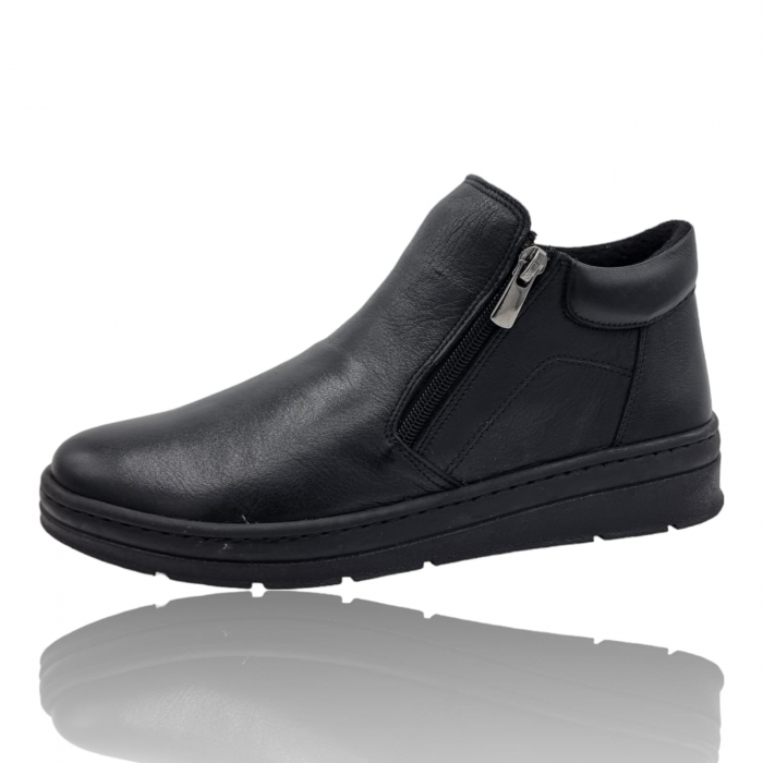 Ghete Damă Casual Din Piele Naturală Neagră Box 8758 [8]