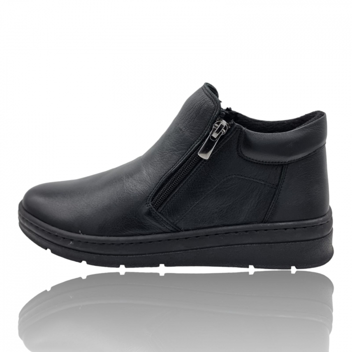 Ghete Damă Casual Din Piele Naturală Neagră Box 8758 [3]