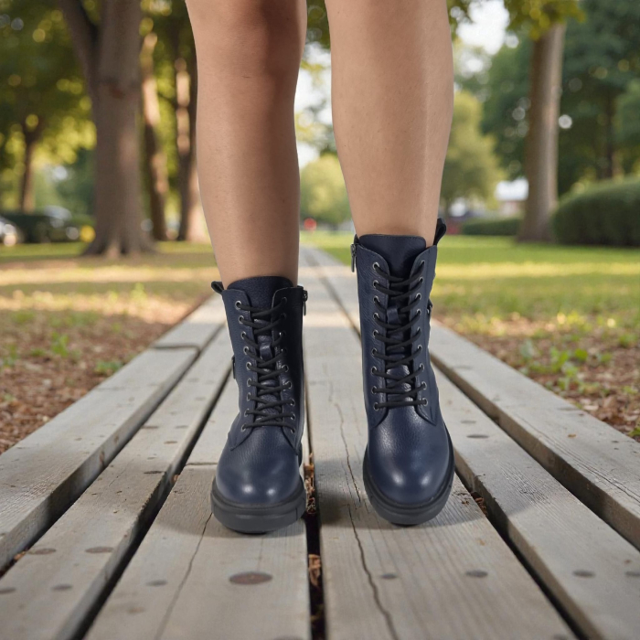 Ghete Damă Casual Din Piele Naturală Blue 30370 [9]