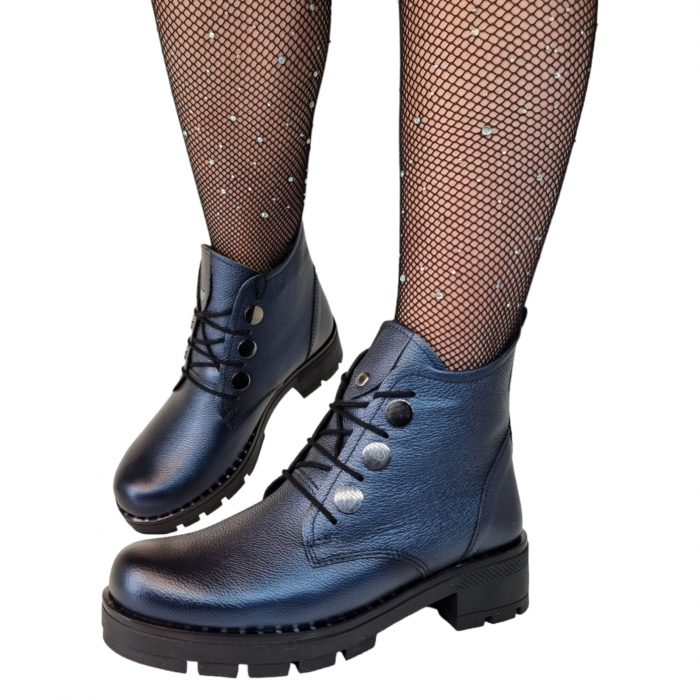 Ghete Damă Casual Din Piele Naturală Blue 8514 [11]