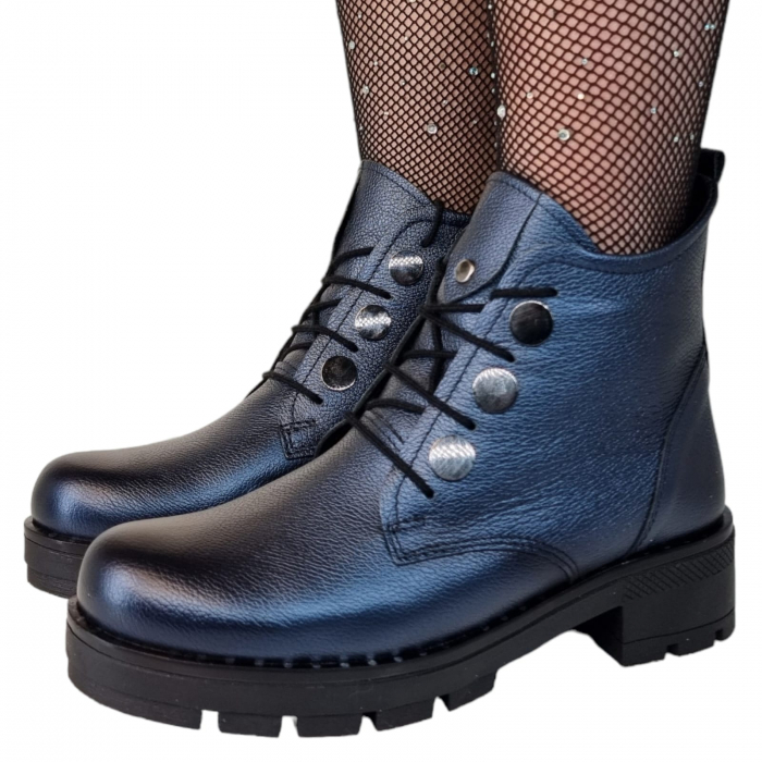 Ghete Damă Casual Din Piele Naturală Blue 8514 [14]