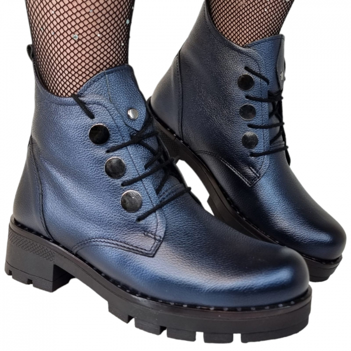Ghete Damă Casual Din Piele Naturală Blue 8514 [6]