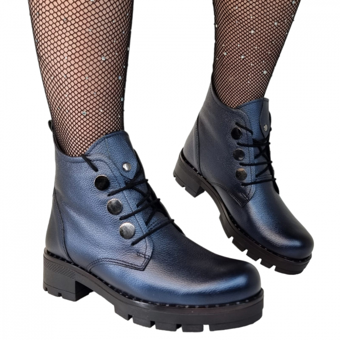 Ghete Damă Casual Din Piele Naturală Blue 8514 [8]
