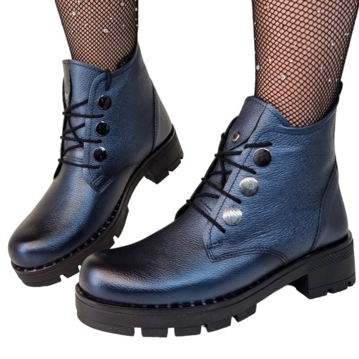 Ghete Damă Casual Din Piele Naturală Blue 8514 [10]