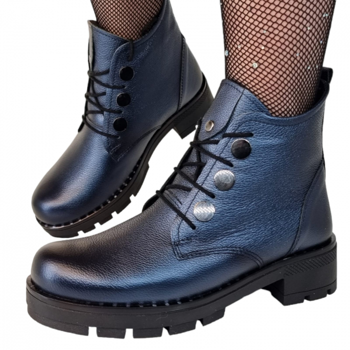 Ghete Damă Casual Din Piele Naturală Blue 8514 [13]