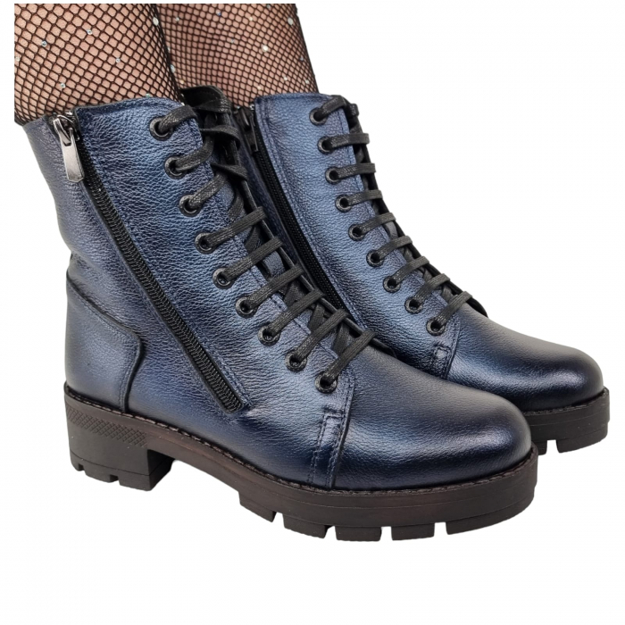 Ghete Damă Casual Din Piele Naturală Blue Sidef 8524 [3]