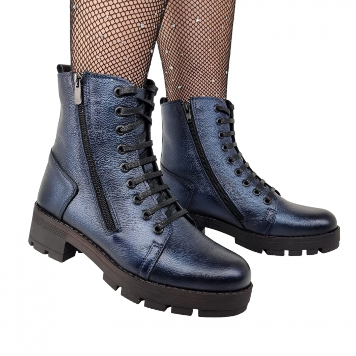 Ghete Damă Casual Din Piele Naturală Blue Sidef 8524 [2]