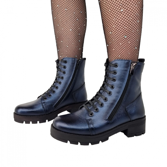 Ghete Damă Casual Din Piele Naturală Blue Sidef 8524 [4]