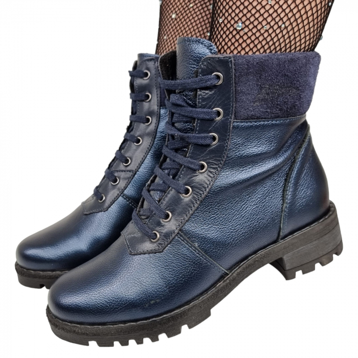 Ghete Damă Casual Din Piele Naturală Blue 8531 [7]