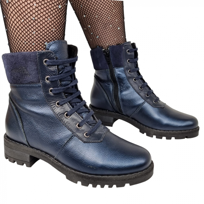 Ghete Damă Casual Din Piele Naturală Blue 8531 [2]