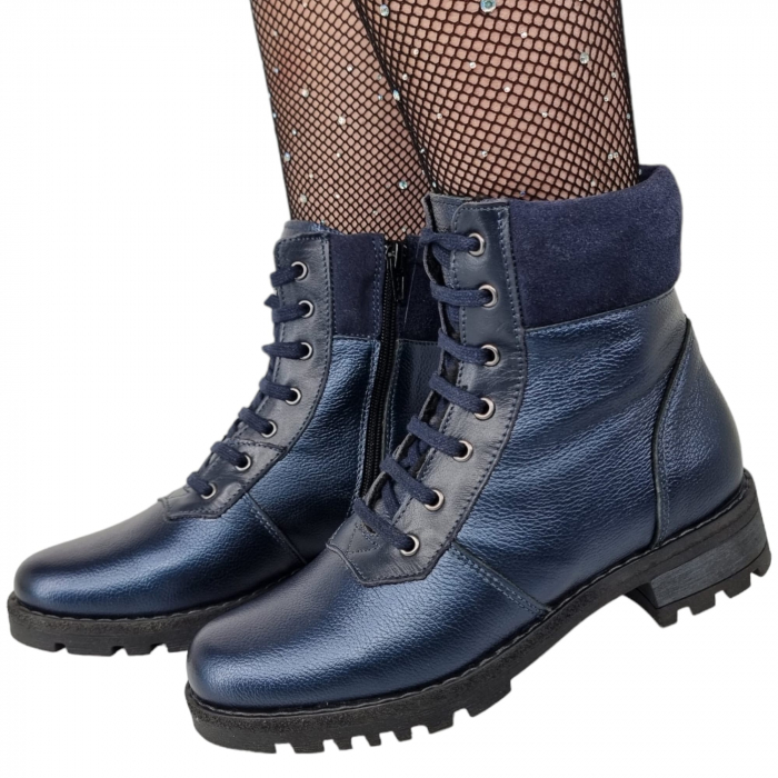Ghete Damă Casual Din Piele Naturală Blue 8531 [4]