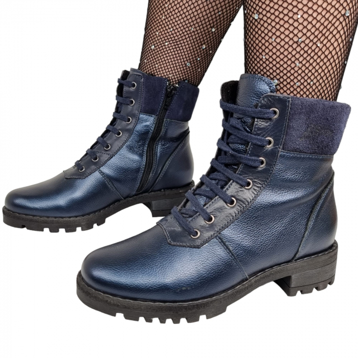 Ghete Damă Casual Din Piele Naturală Blue 8531 [6]