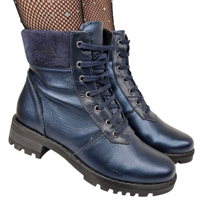 Ghete Damă Casual Din Piele Naturală Blue 8531 [3]