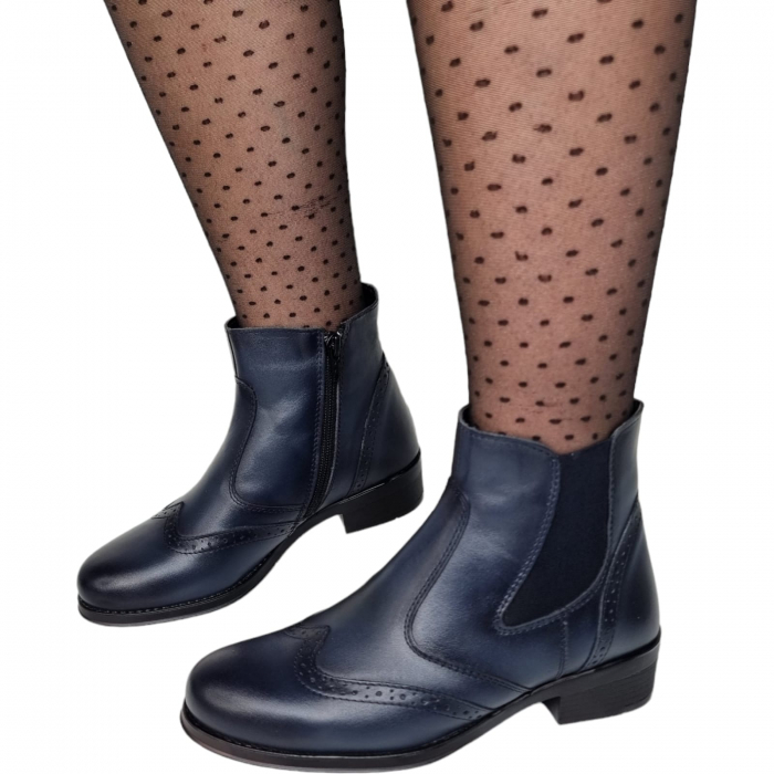 Ghete Damă Casual Din Piele Naturală Blue 8594 [2]