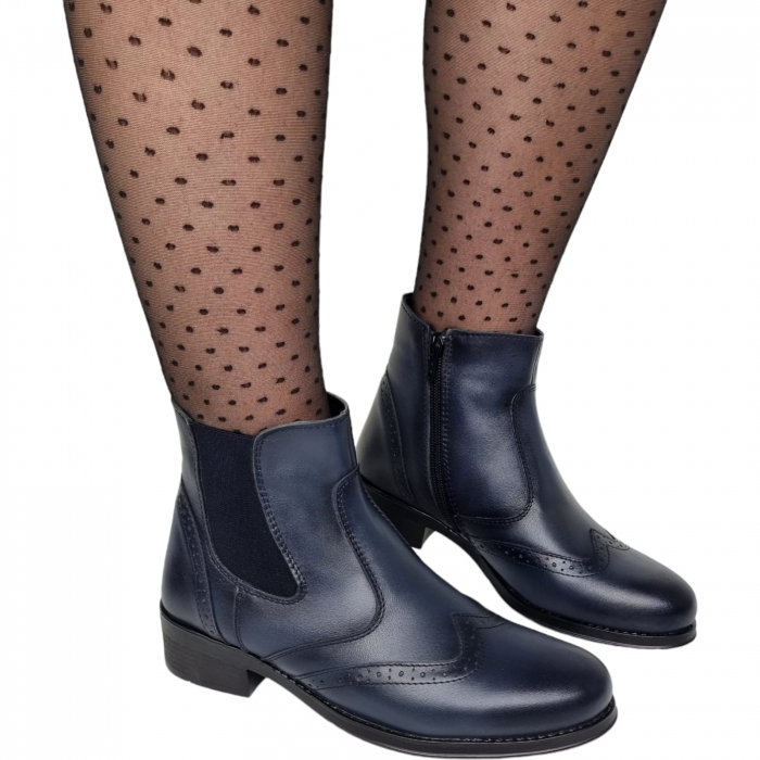 Ghete Damă Casual Din Piele Naturală Blue 8594 [3]