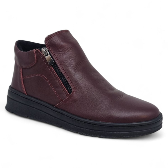 Ghete Damă Casual Din Piele Naturală Bordo 30325 [2]
