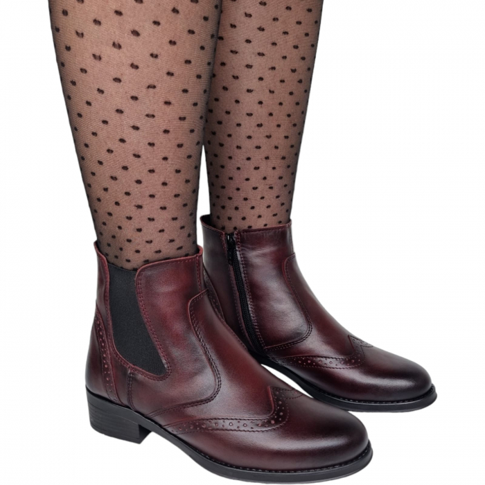 Ghete Damă Casual Din Piele Naturală Bordo 8526 [12]