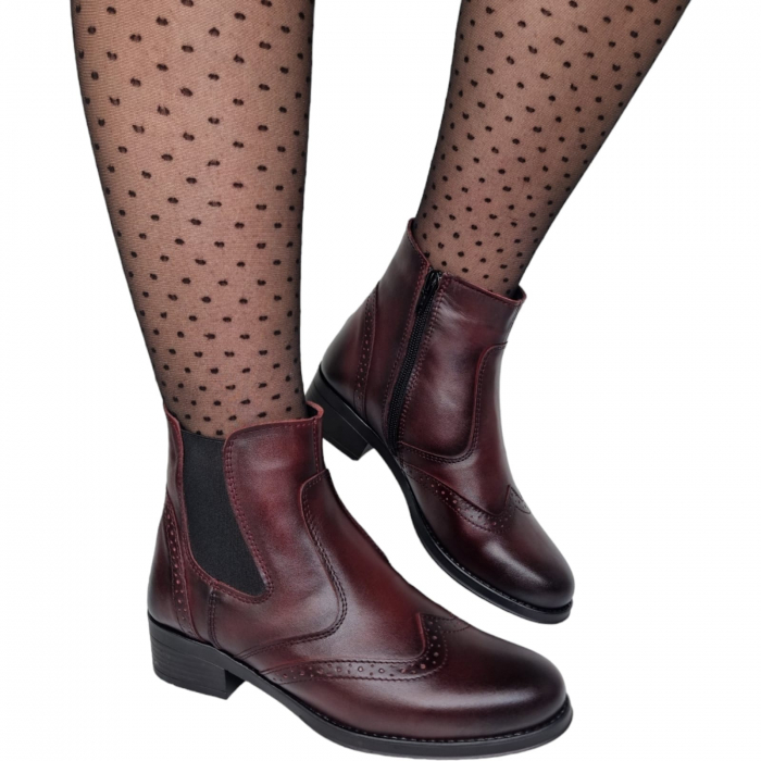 Ghete Damă Casual Din Piele Naturală Bordo 8526 [3]