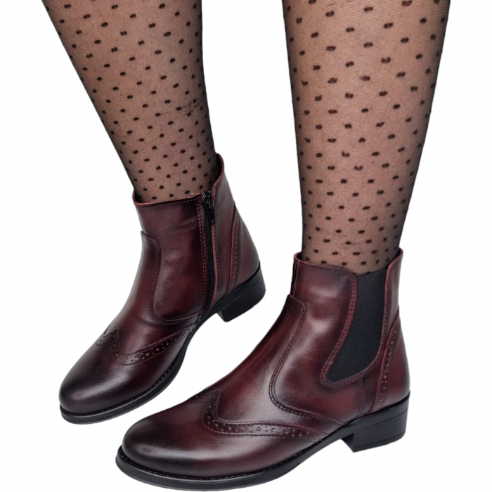Ghete Damă Casual Din Piele Naturală Bordo 8526 [4]