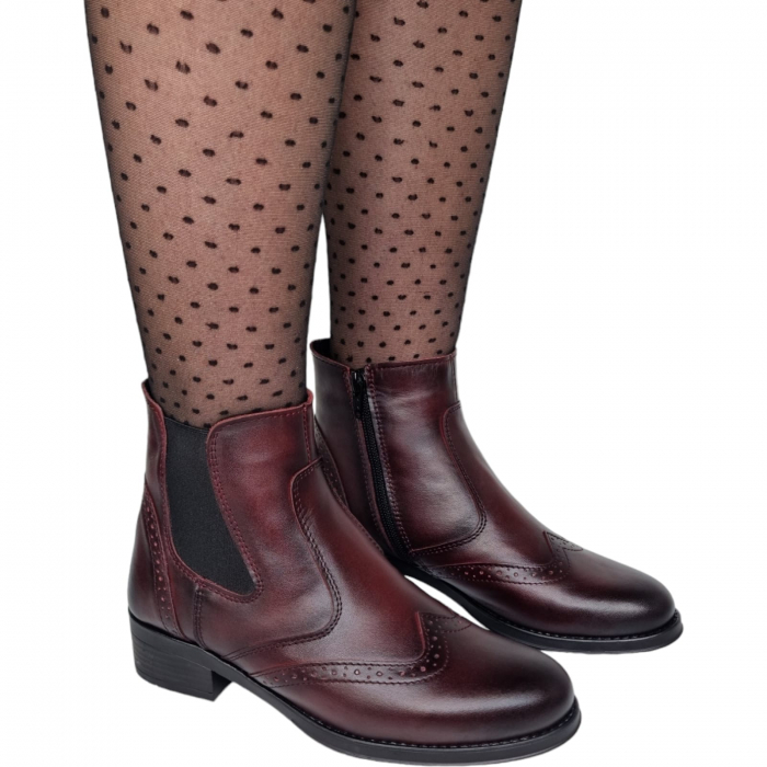 Ghete Damă Casual Din Piele Naturală Bordo 8526 [5]