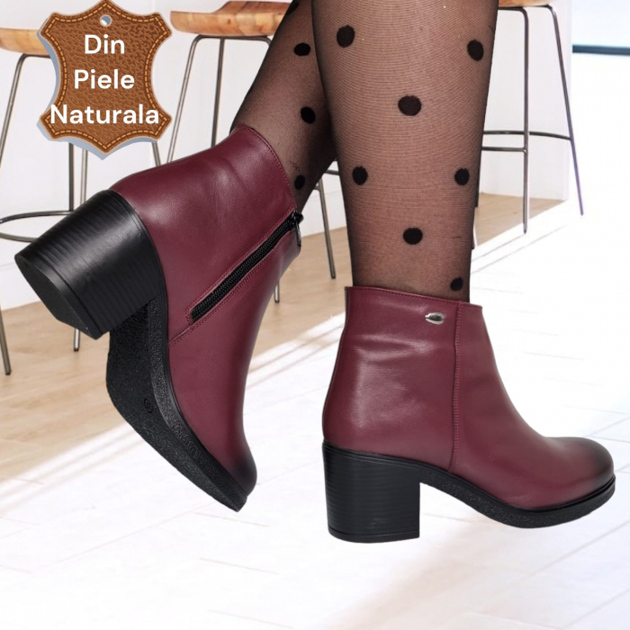 Ghete Damă Casual Din Piele Naturală Bordo 8627 [3]