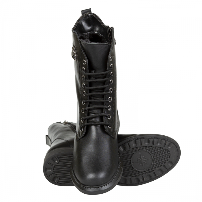 Ghete Damă Casual Din Piele Naturală Neagră 8505 [4]