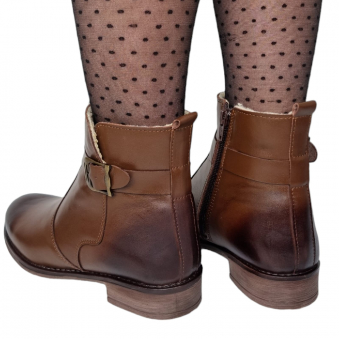 Ghete Damă Casual Din Piele Naturală Maro 8603 [3]