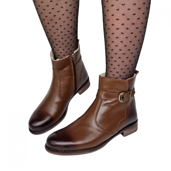 Ghete Damă Casual Din Piele Naturală Maro 8603 [4]