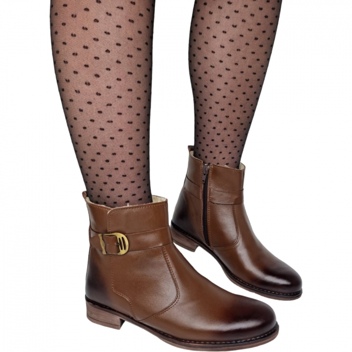 Ghete Damă Casual Din Piele Naturală Maro 8603 [2]