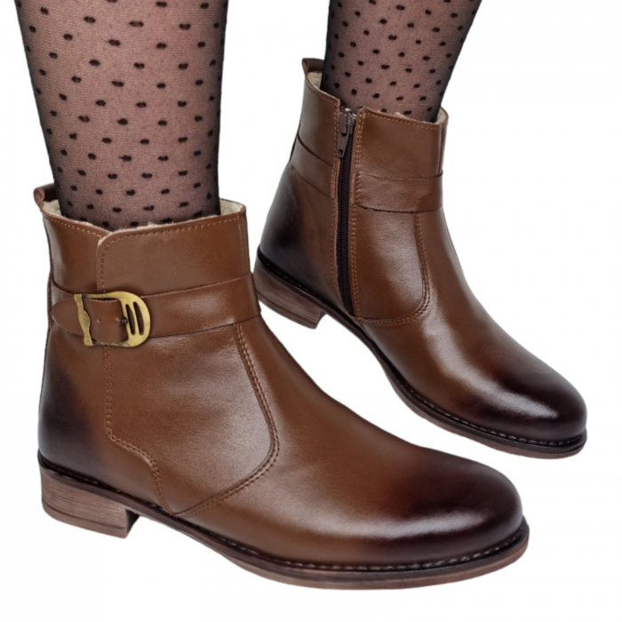Ghete Damă Casual Din Piele Naturală Maro 8603 [5]