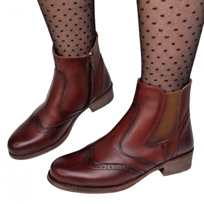 Ghete Damă Casual Din Piele Naturală Maro 8639 [4]