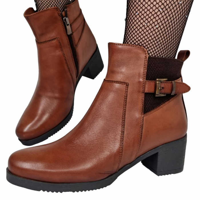 Ghete Damă Casual Din Piele Naturală Maro 8614 [4]