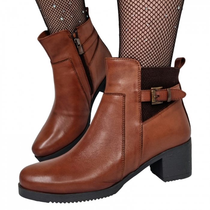 Ghete Damă Casual Din Piele Naturală Maro 8614 [2]